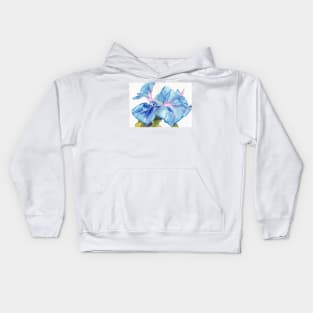 Blue Bindweed (morning glory) watercolour painting Kids Hoodie